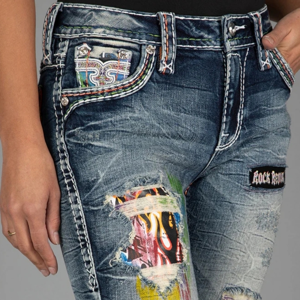 🤘NeW🥰 ROCK REVIVAL HARLOW LIMITED EDITION EMBROIDERED SKINNY JEANS 29 - Picture 14 of 16